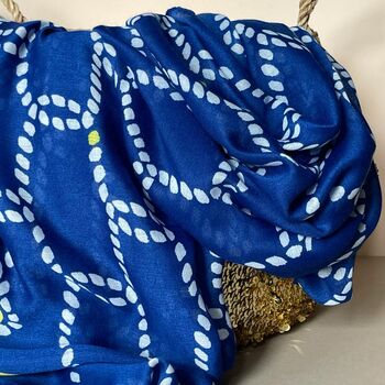 Rope And Anchor Print Scarf In Navy Blue, 3 of 4