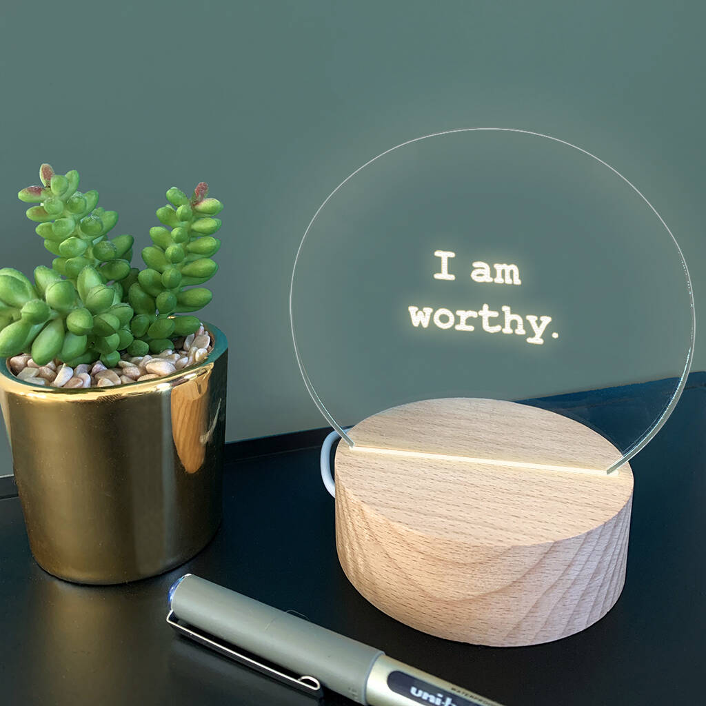Personalised 'I Am Worthy' Mini Desk Lamp, 1 of 3
