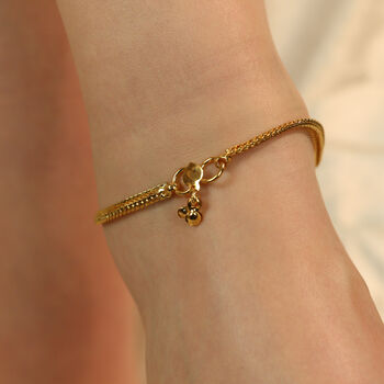 Golden Brass Braided Slim Foot Indian Payal Anklet, 2 of 5