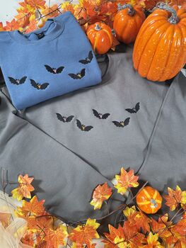 Spooky Halloween Bats With Bows Embroidered Sweatshirt, 4 of 5