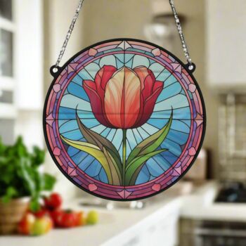 Tulip Stained Glass Effect Suncatcher, 3 of 6