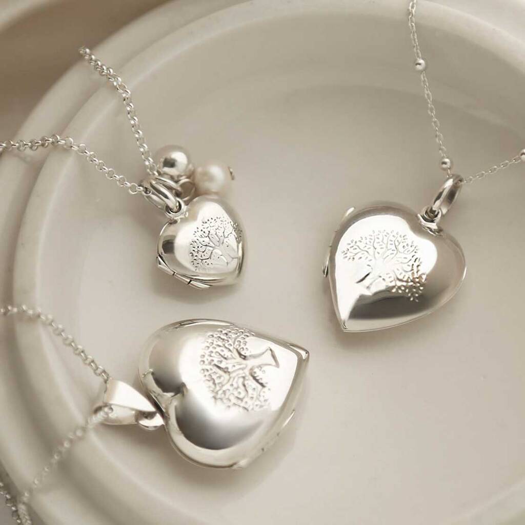 Sterling Silver Tree Heart Locket Necklace, 1 of 10
