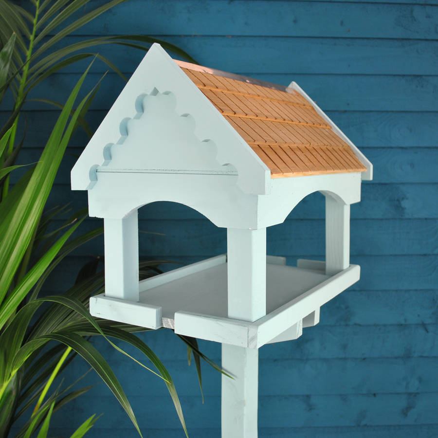 duck egg blue painted bird table by garden selections 