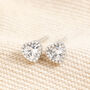 Sterling Silver Diamante Heart Stud Earrings, thumbnail 2 of 3