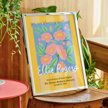 Personalised 'Blooming Brilliant' Print 2026 Graduation Gift For Her, 8 of 11