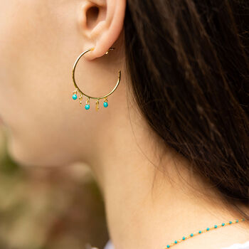 Turquoise Enamel Dotty Earrings, 2 of 4