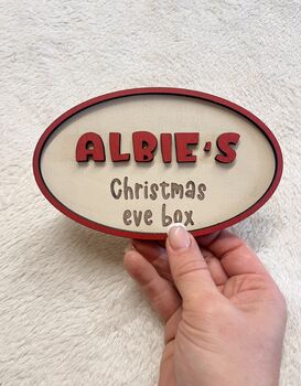 Christmas Eve Box Name Sign Personalised Kid Crate Sign, 5 of 10