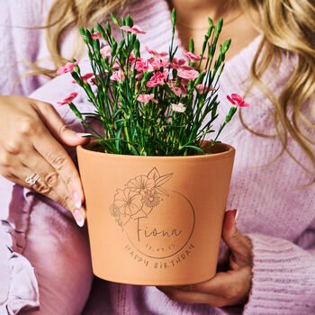 Birth Flower Personalised Flower Pot Birthday Gift, 7 of 8