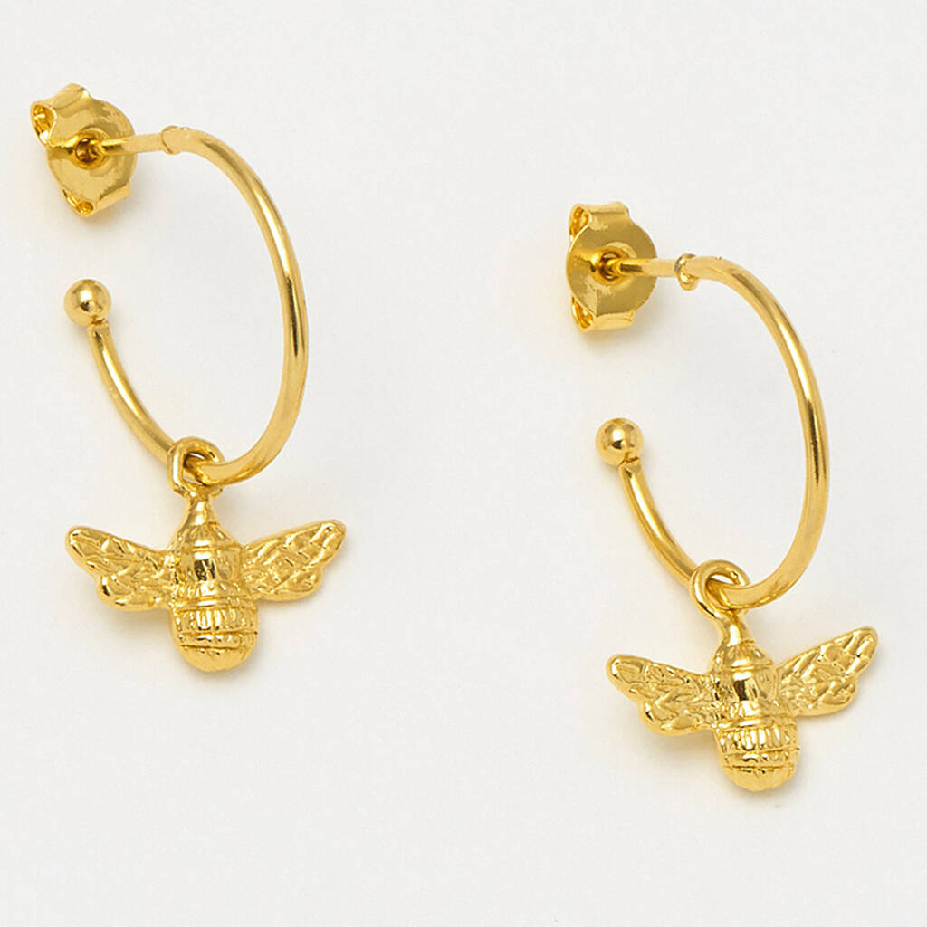 Bee Drop Hoop Earrings, 18 Ct Gold Plate By Estella Bartlett ...