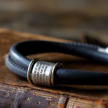 Men's Secret Message Silver And Leather Bracelet, 7 of 8