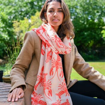 Lobsters Print Scarf In Personalised Gift Box, 2 of 4