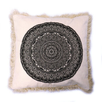 Traditional Mandala Cushion Cover 45x45cm Black, 3 of 4