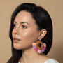 Ibiza Pink Raffia And Rattan Earrings 14 K Gold Plated, thumbnail 4 of 7