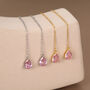 Sterling Silver Tourmaline Pink Cz Droplet Threader Earrings, thumbnail 5 of 11