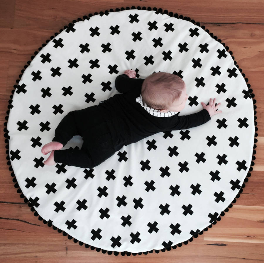 Image of Monochrome Doublesided Kids Play Mat, Deer