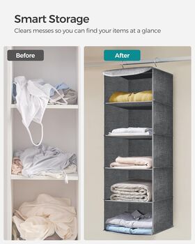 Hanging Wardrobe Storage Organiser With Shelves, 8 of 9