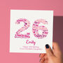 Pink Star Personalised 26th Birthday Card, thumbnail 1 of 4