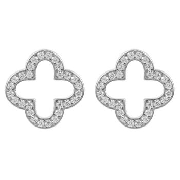 Open Clover Plated Silver Earrings, 6 of 8