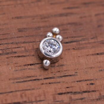 Sterling Silver Extra Tiny Cz Crystal With Dot Trio Stud Earrings, 7 of 12