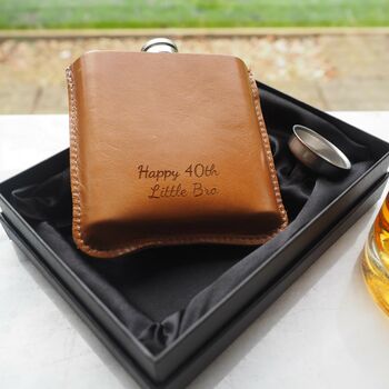 Spin Bowling Personalised Hip Flask In Gift Box, 2 of 5