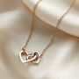 Mummy And Baby 9ct Gold Double Heart Necklace, thumbnail 1 of 7