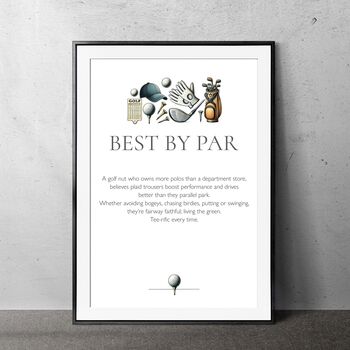Fun Golf Gift, Best By Par Golfing Pun A4 Wall Art Print, 2 of 2