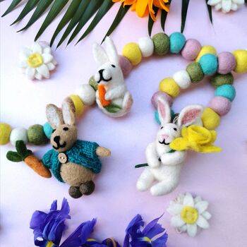 Bunny With Carrot Fair Trade Handmade Easter Felt, 2 of 4