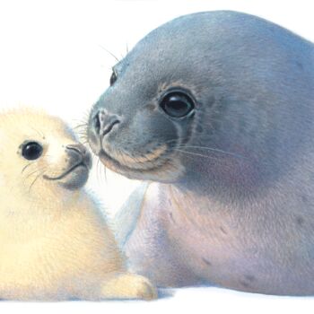 Illustrated Children's Wall Art Print Seal And Pup, 2 of 4
