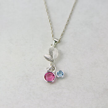 Mother And Child Birthstone Leaves Necklace, 7 of 12