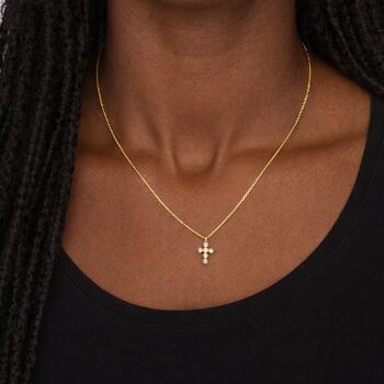 Tiny Personalised Gold Plated Sterling Silver Pearl Cross Necklace, 2 of 7