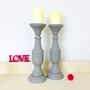 Pair Of Extra Large Vintage Painted Pillar Candlesticks, thumbnail 2 of 6
