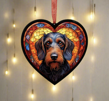 Dachshund Stained Glass Effect Heart Suncatcher, 8 of 9