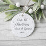 Personalised 'Our First Christmas' Ceramic Tree Bauble, thumbnail 1 of 3