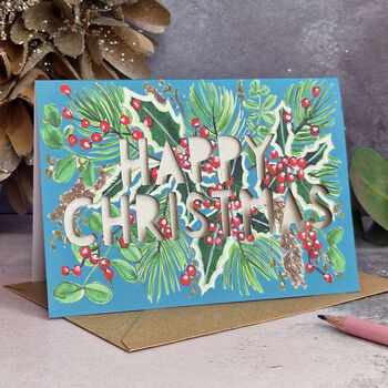 Metallic Floral Papercut Christmas Card Five Pack, 5 of 10