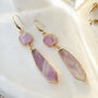 Gold Plate Amethyst Slice Pendant Earrings, thumbnail 2 of 4