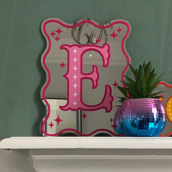 Personalised Initial Wavy Edge Mirror, 3 of 12