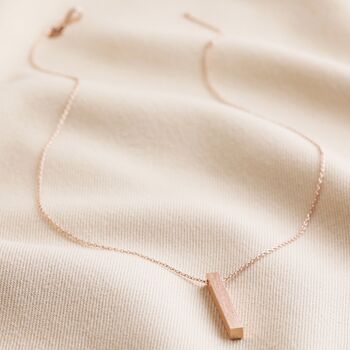 Bar Pendant Necklace In Rose Gold Plating, 3 of 3