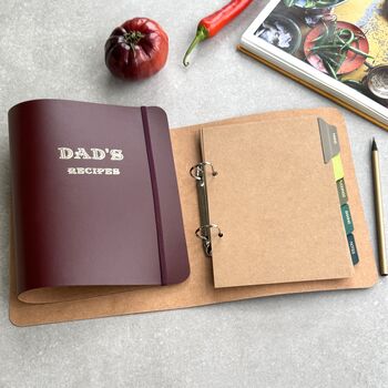 Father's Day Recycled A5 Leather Folder Dad's Recipes, 3 of 5