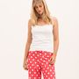 Women's Watermelon Red And White Spot Cotton Pj Bottoms, thumbnail 2 of 3