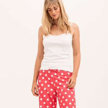 Women's Watermelon Red And White Spot Cotton Pj Bottoms, 2 of 3