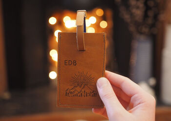 Personalised Great Outdoors Leather Luggage Tag, 5 of 6