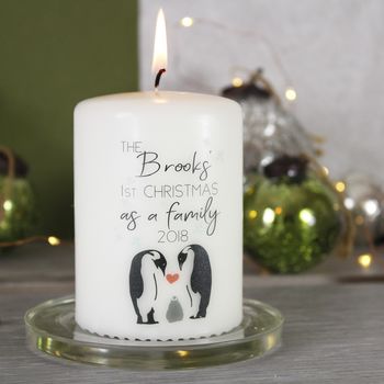 Personalised Penguin First Christmas As A Family Candle, 6 of 8