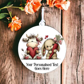 Personalised Whimsical Valentine Anniversary Love Animals Hanging Decoration, 7 of 12