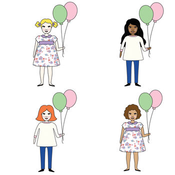 Personalised Girl With Balloon Party Invitations, 3 of 3