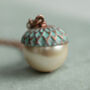 Verdigris Pearl Acorn Necklace, thumbnail 4 of 11