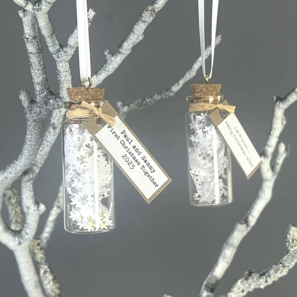 Tiny Bottle Of Snow Personalised Hanging Decoration, 1 of 12