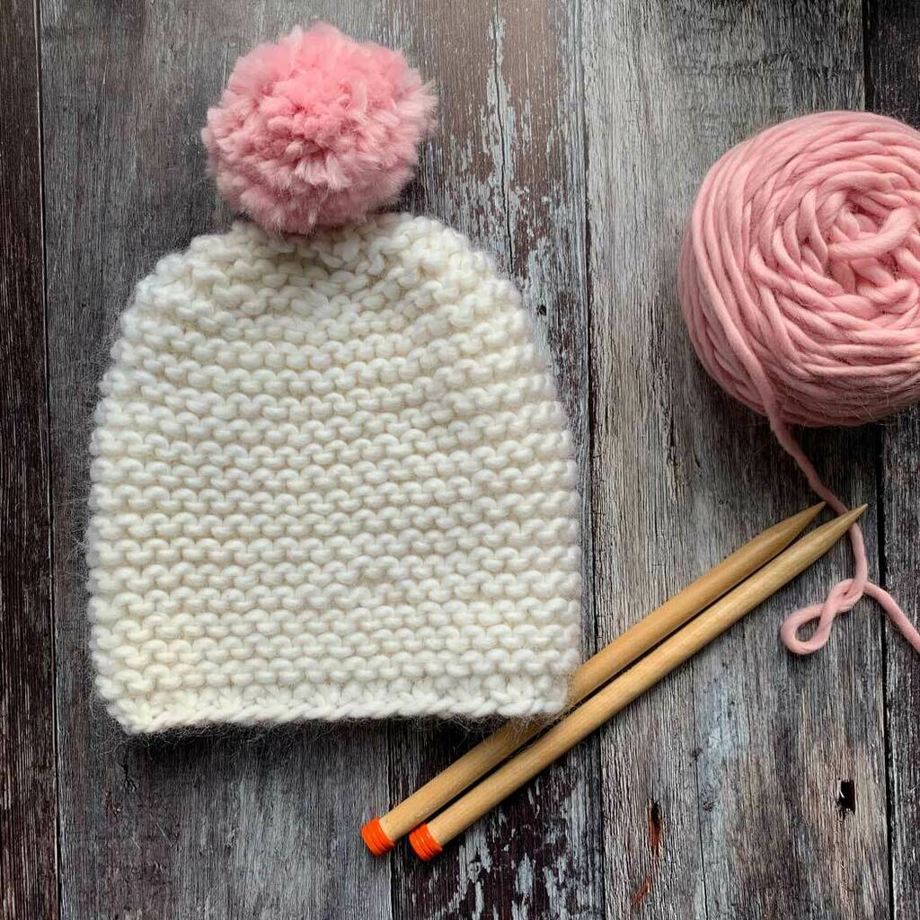 Ripple Merino Wool Beanie Hat Diy Knitting Kit, 1 of 9