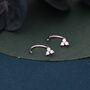 Sterling Silver Three Cz Trinity Threader Hoop Earrings, thumbnail 4 of 11