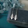 Sterling Silver Art Deco Inspired Small Rhombus Drop Earrings, thumbnail 1 of 11