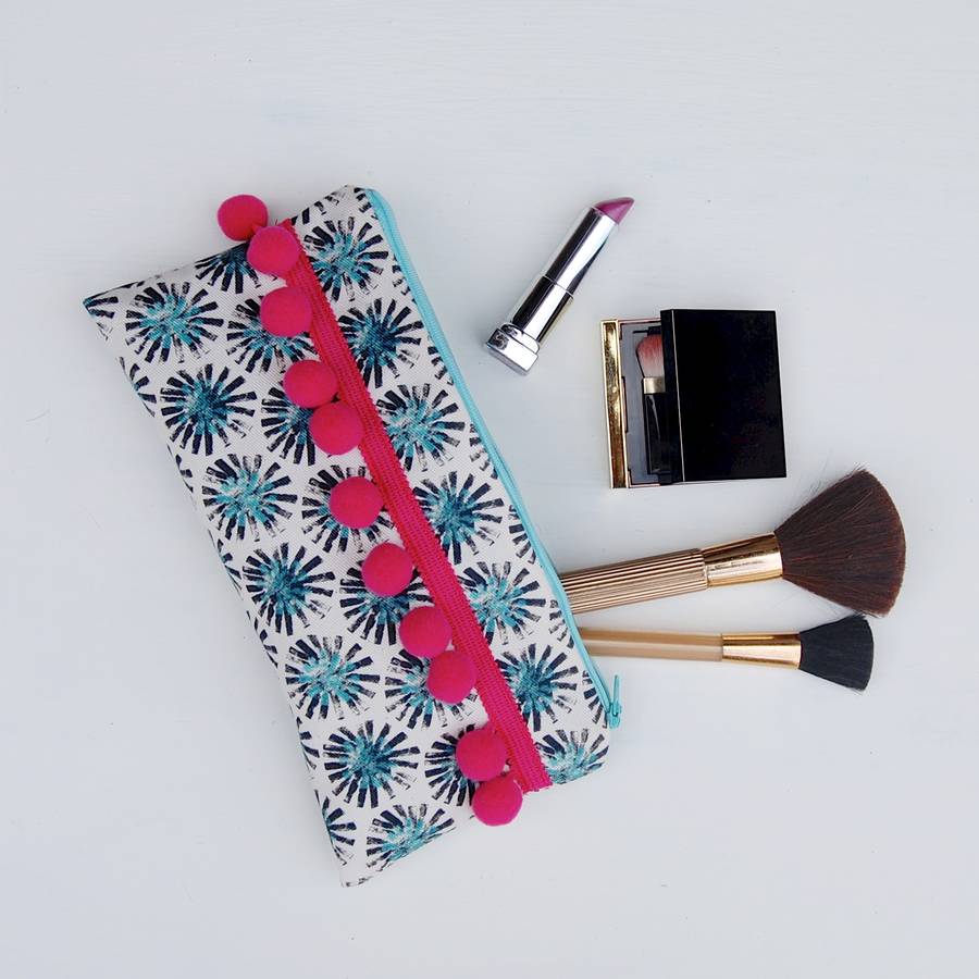 black dandelion pom pom pencil case/make up bag by izzirainey ...